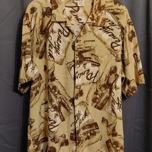 Panama Jack Tan Graphic Button Down Shirt